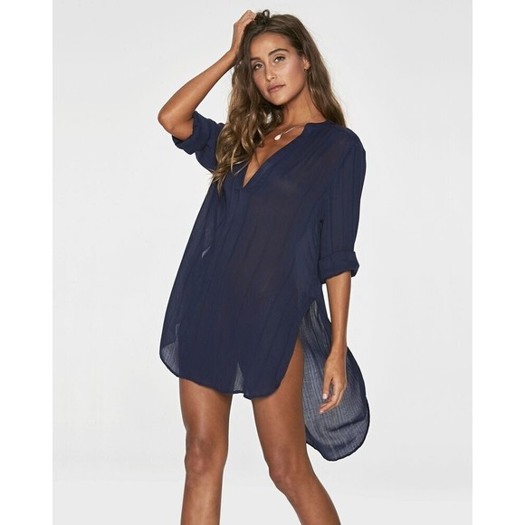 NWT L*Space Megan Swim Cover Up Dress Midnight Blue Women sz S NEW